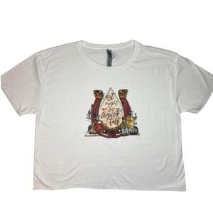 Lyrics Morgan Wallern Western Womens Graphic T Shirt White Horseshoe Large Crop